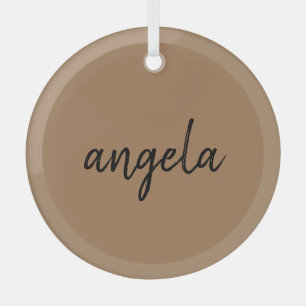 Modern brown stylish custom name glass tree decoration