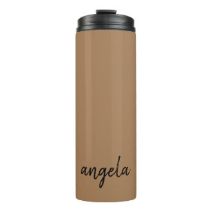 Modern brown stylish custom name thermal tumbler