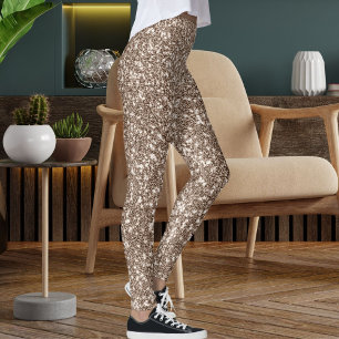 Modern Brown Tan Glitter Texture Seamless Pattern Leggings