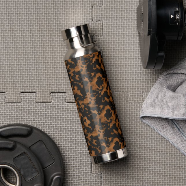 Modern Brown Tortoise Shell Stylish Water Bottle (Gym (Rotated))