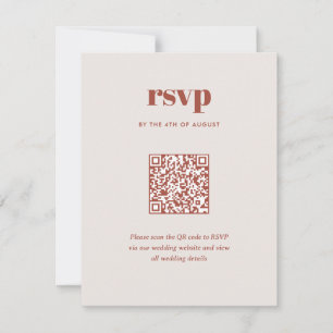 Modern Brown Trendy Mix Match Wedding QR Code RSVP Card