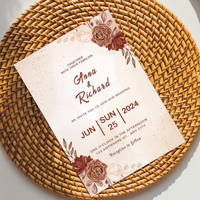 Modern Brown wedding Invitation (Creator Uploaded)