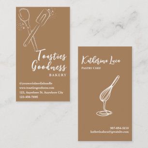 Modern Brown White Baking Utensil Bakery  Business Card