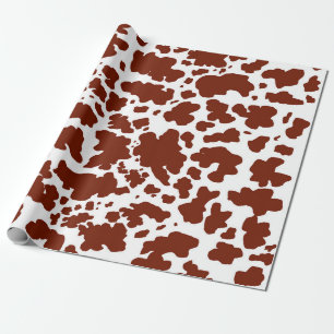 Modern Brown White Cow Skin Texture Animal Print   Wrapping Paper