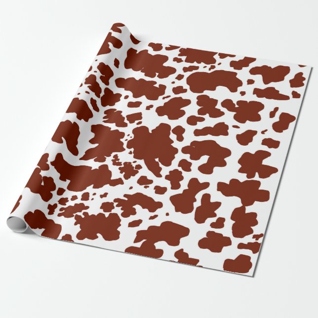 Modern Brown White Cow Skin Texture Animal Print   Wrapping Paper (Unrolled)