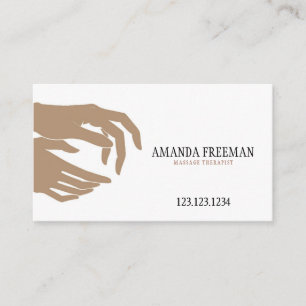 Modern Brown & White Massage Therapist Hands Business Card