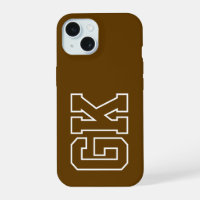 Modern Brown White Varsity Monogram Initials