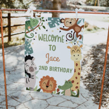 Modern Brown Wild Safari Birthday Welcome Sign