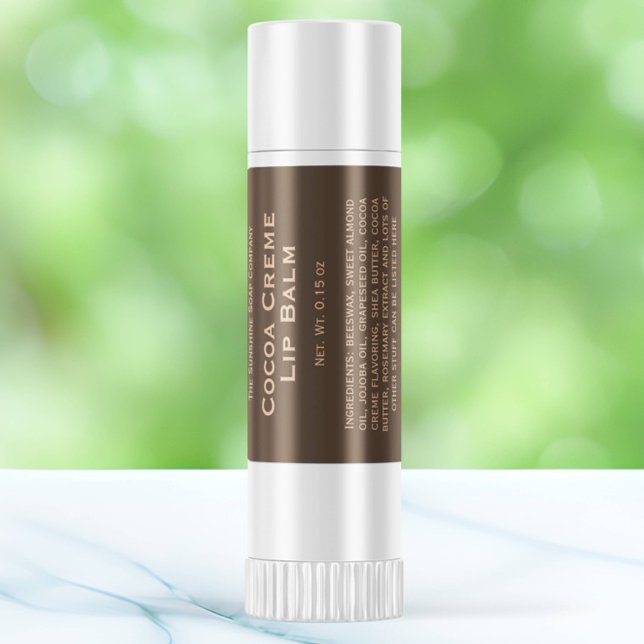 Modern brown with tan text lip balm tube label (Creator Uploaded)