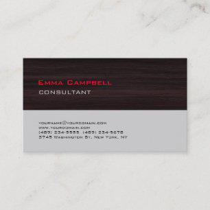 Modern Brown Wood Grey Professional Consultant Business Card