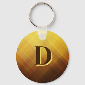 Modern brown yellow monogram initial key ring