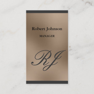 Modern Browny Beige Grey Monogram Business Card