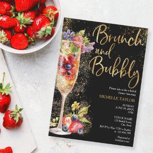 Modern Brunch and Bubble Summer Champagne Cocktail Invitation