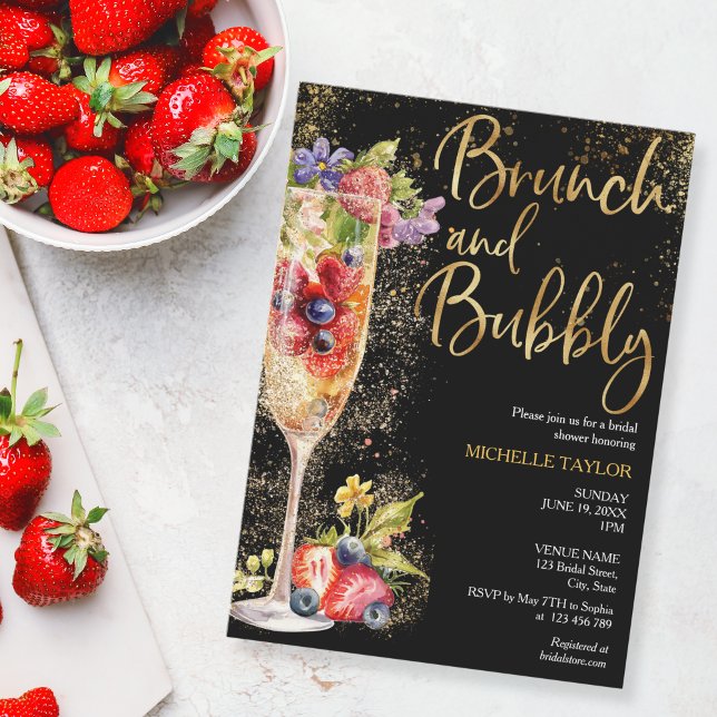 Modern Brunch and Bubble Summer Champagne Cocktail Invitation (Creator Uploaded)