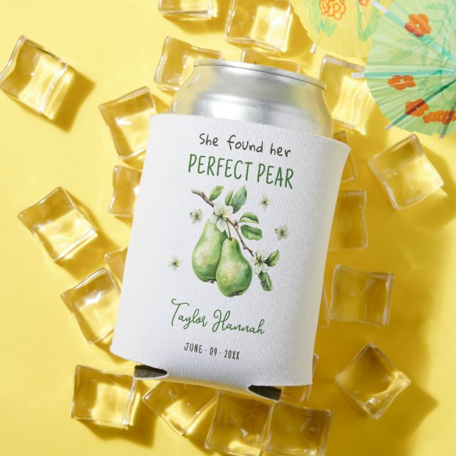 Modern Brunch Greenery Perfect Pear Bridal Shower  Can Cooler (In Situ Summer)