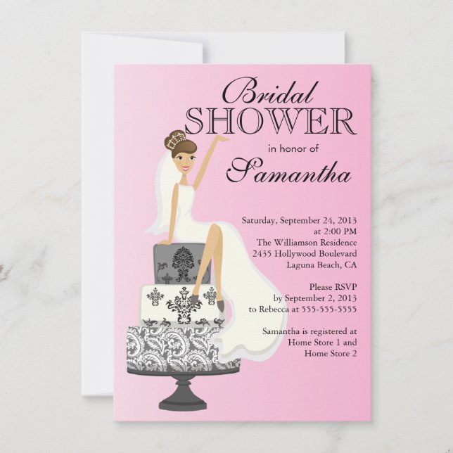 Modern Brunette  Bride Bridal Shower Invitation (Front)