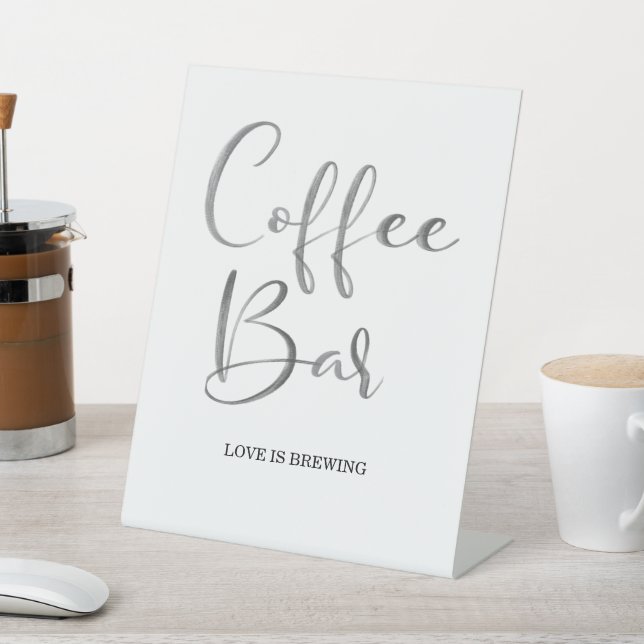 Modern Brush Calligraphy Script Coffee Bar Pedestal Sign (In SItu)
