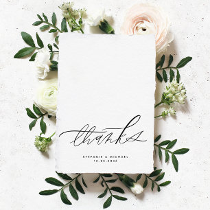 Modern Brush Calligraphy Wedding Thank You Card