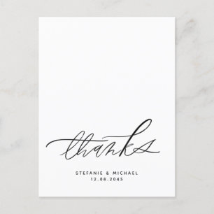 Modern Brush Calligraphy Wedding Thank You Postcard