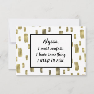 Modern Brush Gold Copper Bronze Be my Bridesmaid RSVP Card
