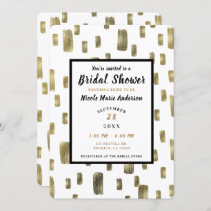Modern Brush Gold Copper Bronze Bridal Shower Invitation