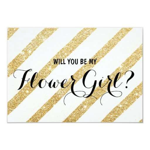 Image of Modern brush gold stripe Will you be my FlowerGirl Invitation