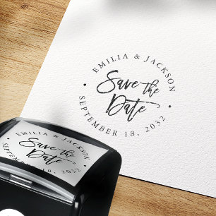 Modern Brush Lettered Save the Date Self-inking Stamp