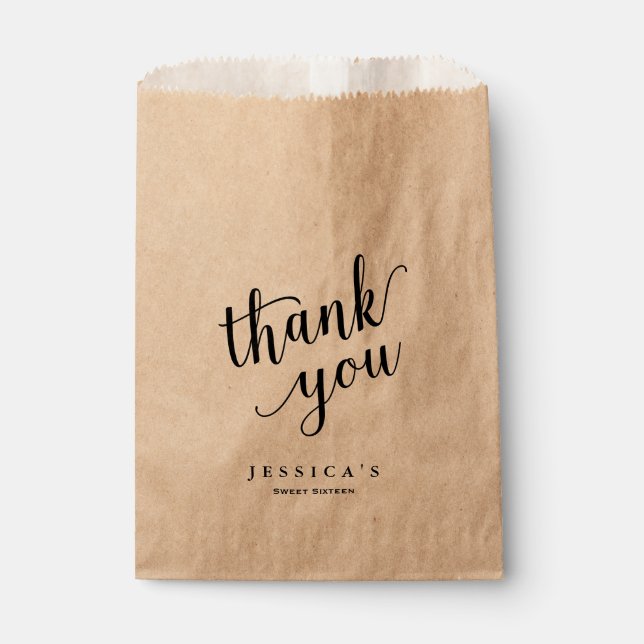Modern Brush Lettered Thank You Goodie Bag (Front)
