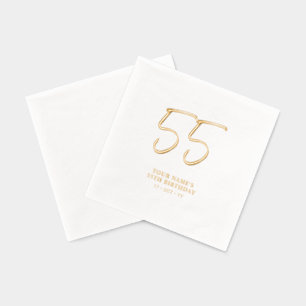 Modern Brush Lettering 55th Birthday Party Foil Napkins