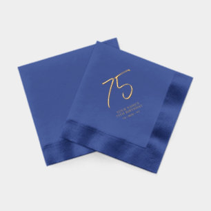Modern Brush Lettering 75th Birthday Party Foil Napkins