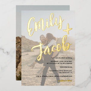 Modern brush names script white photos wedding