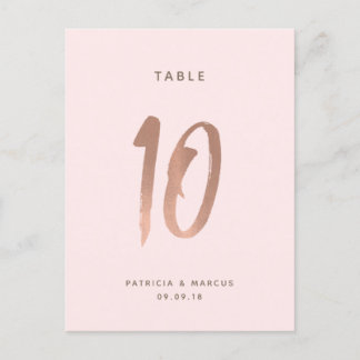 Modern Brush Rose Gold Wedding Table number 10 Postcard