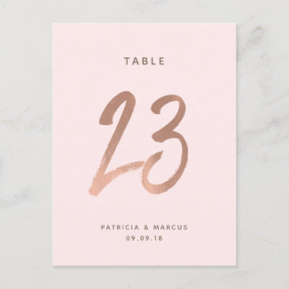 Modern Brush Rose Gold Wedding Table number 23 Postcard