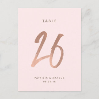Modern Brush Rose Gold Wedding Table number 26 Postcard