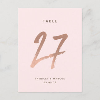 Modern Brush Rose Gold Wedding Table number 27 Postcard