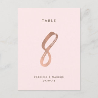 Modern Brush Rose Gold Wedding Table number 8 Postcard