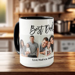 Modern Brush Script 3 Photo Best Dad Ever Mug<br><div class="desc">Modern Brush Script Best Dad Ever 3 Photo Mug</div>