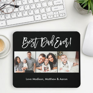 Modern Brush Script 3 Photos Best Dad Ever Mouse Mat