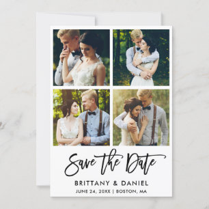 Modern Brush Script 4 Photo Save The Date