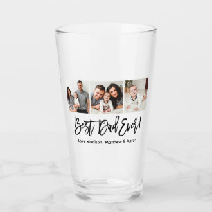 Modern Brush Script Best Dad Ever 3 Photo  Glass