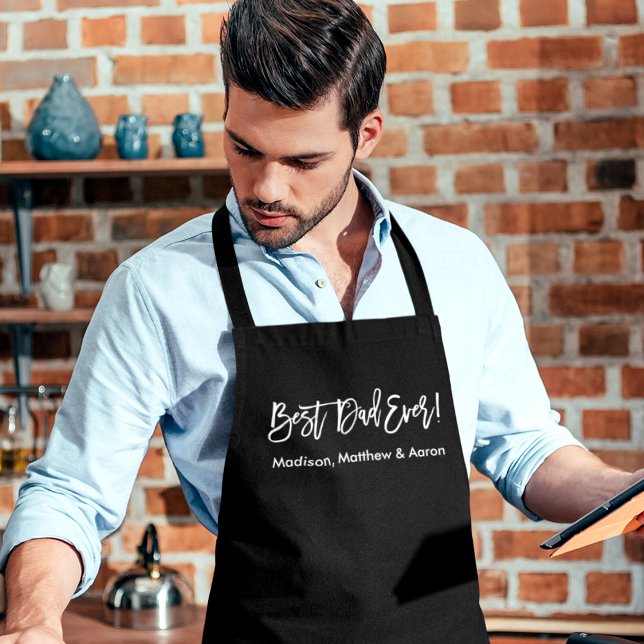 Modern Brush Script Best Dad Ever Apron (Customize to change your personalized text size or text style.)