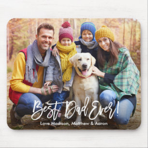 Modern Brush Script Best Dad Ever Photo Mouse Mat
