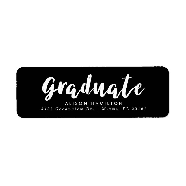 Modern Brush Script Black & White Graduation (Front)