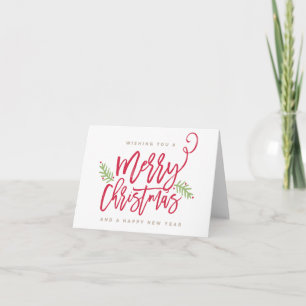 Modern Brush Script Bright Christmas Holiday Card