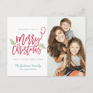 Modern Brush Script Bright Christmas Holiday Photo