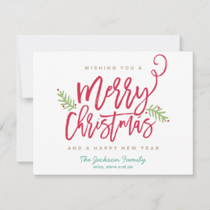 Modern Brush Script Bright Christmas Non-photo Holiday Card