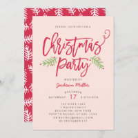 Modern Brush Script Christmas Holiday Party Blush