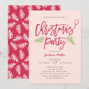 Modern Brush Script Christmas Holiday Party Blush Invitation