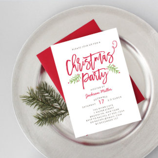 Modern Brush Script Christmas Holiday Party Invitation