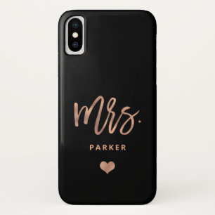 Modern Brush Script Faux Rose Gold   Mrs iPhone X Case